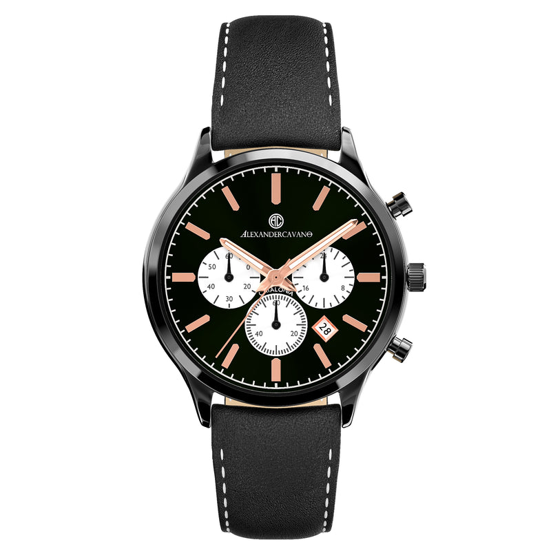 Catalonia-Matte Black & Rose Gold Chrono