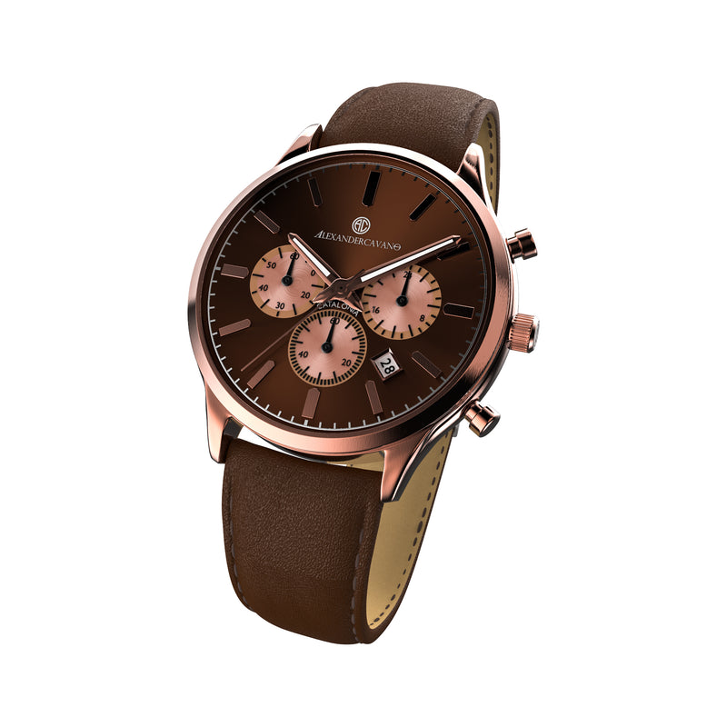 Catalonia-Espresso and Rose gold Chrono