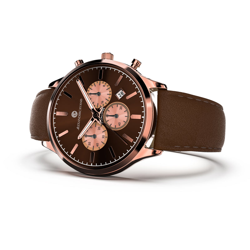 Catalonia-Espresso and Rose gold Chrono