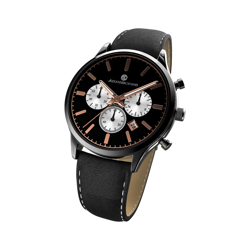 Catalonia-Matte Black & Rose Gold Chrono